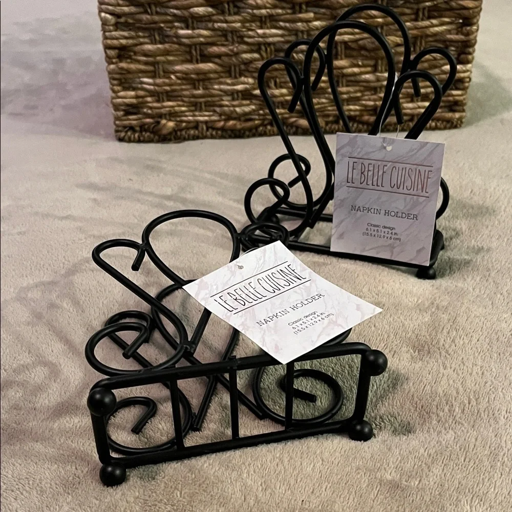 “Le Belle Cuisine” Set of 2 Matching Napkin Holders & 40ct Life is Sweet Napkins